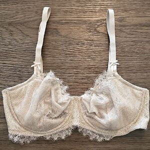 Elegant Gold Lace Unlined Bra